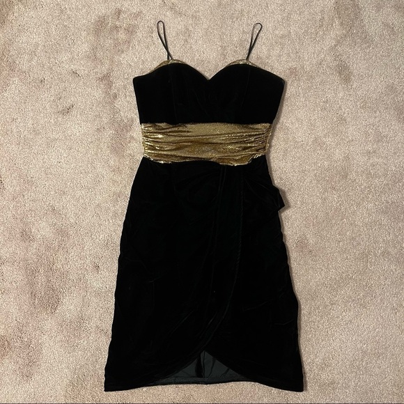 Vintage 80s Crushed Velvet Prom Party Dress by Darcy - Picture 1 of 9